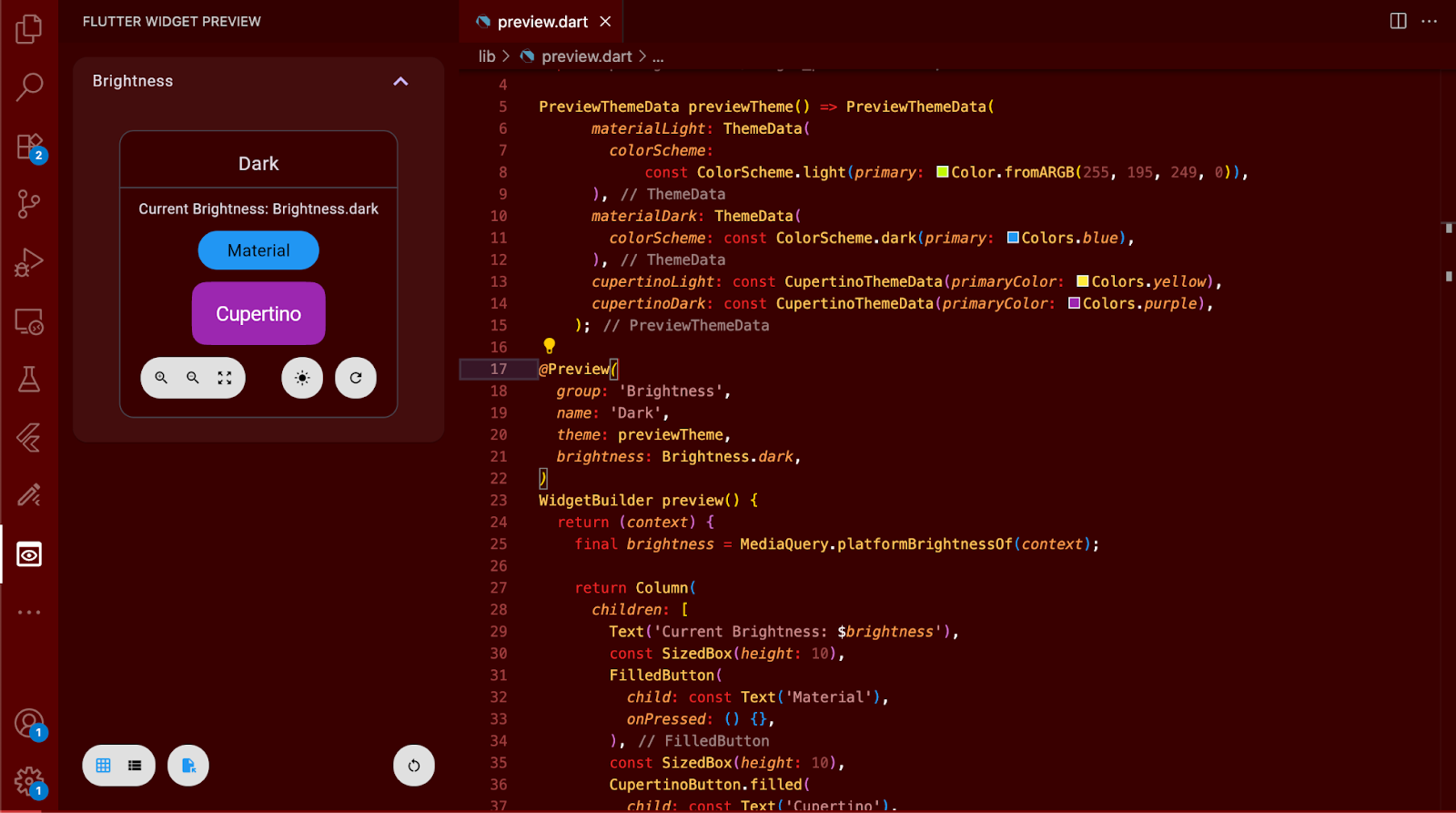 *Custom theming support for the Widget Previews environment.*